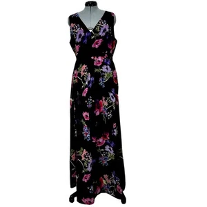 ModCloth Muster the Length Black Floral V-Neck Sleeveless Maxi Dress Sz: XL - Picture 1 of 11