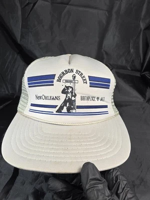 Vintage Bourbon Street New Orleans Mesh Trucker Hat Gray Snapback - Image 1 of 4