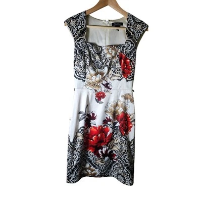 WHITE HOUSE BLACK MARKET Sleeveless Satin Floral Print Full Lined Dress SZ 2 - Image 1 of 4