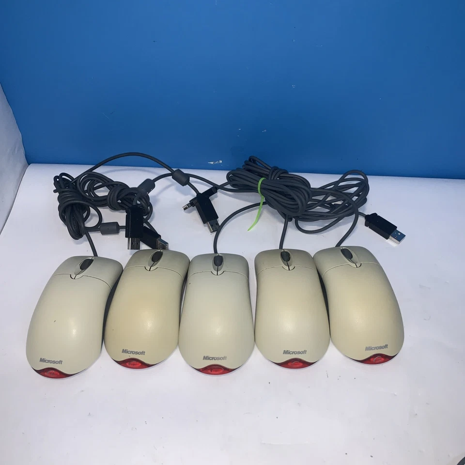Lot of 5 Microsoft Wheel Mouse Optical USB & PS/2 compatible X08/X05  Series - Image 1 of 1