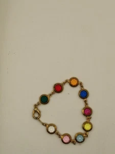 Multicolor Lünette Set Kristall vergoldet Gliederarmband 7" - Bild 1 von 2