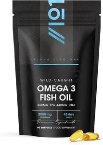 Omega 3 Wild-Caught Fish Oil 2000Mg - 660Mg EPA 440Mg DHA - 90 Softgels - No Add - Picture 1 of 5