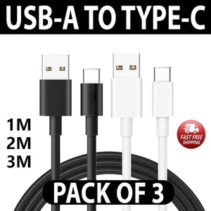 USB A to Type C Cable Charging Data Sync TPE 1M 2M 3M  3 Pieces For Android Lead - Picture 1 of 11