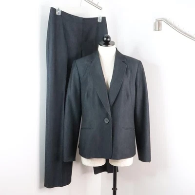 Jones Studio Womens 10/L 2-Piece Classic Gunmetal Blazer Jacket Pants Suit Set - Image 1 of 4