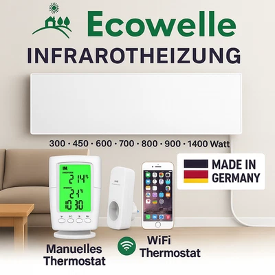 Infrared Heater Electric Heater Wall Heater with Thermostat Energy Saving Ecowell - Image 1 of 4