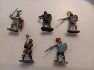 Lone Star Harvey x 5 Medieval Knights Plastic Vintage 5 Poses 1:32 - Picture 1 of 22