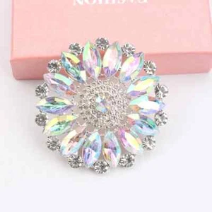 Broche de cristal de alta calidad con prendedor redondo colorido color ab para mujer - Imagen 1 de 6