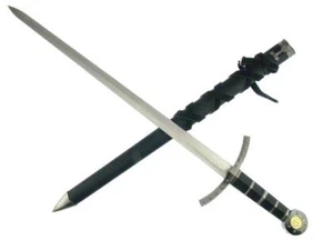 Crusader Knight of Templar Short Medieval Cosplay Sword Dagger Broadsword Black - Picture 1 of 2