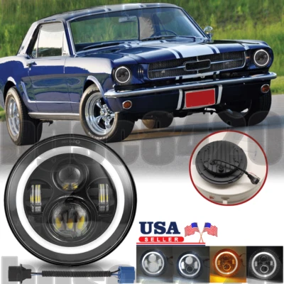 Faro LED redondo de 7" señal DRL Hi-Lo para Ford Mustang 1964-1973 Bronco F7000 Foto 1 de 4