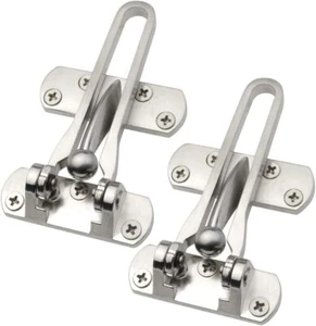 Home Security Door Lock, 2 Pack Latch Guard Clasp Front Satin Nickel  - Picture 1 of 3