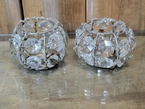 2pcs Crystal Beaded Candle Holder Banquet Table Centerpiece Votive 3" tall - Picture 1 of 7