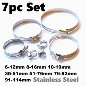 New 7 Pc Hose Clamp Jubilee Clips Set Clamps Stainless Steel Large Assorted - Picture 1 of 3