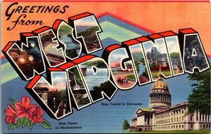 Grüße aus West Virginia Leinen Postkarte - Bild 1 von 2