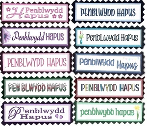 10 Pen blwydd Hapus Welsh Language Birthday Greeting Card Sentiment Banners - Picture 1 of 3