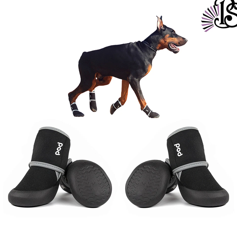 Zapatos impermeables para perros 4 piezas botines para perros con suela reflectante resistente antideslizante Foto 1 de 4