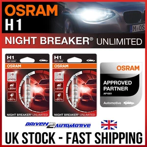 2x OSRAM Night Breaker UNLIMITED H1 Headlight Bulbs OSRAM APPROVED PARTNER - Picture 1 of 2