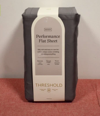 Threshold 400 Thread Count Performance Flat Sheet Dark Gray Queen* - Image 1 of 4