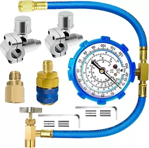 Refrigerator Freon Recharge Hose Gauge Kit-A/C R134A R12 R22 R502 Fridge Rechar - Picture 1 of 11