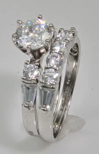 75 Kt Anello e Fascia Russo Qualità Zirconia Cubica Finto Mossanite Imitazione - Foto 1 di 4