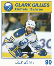 87-88 BUFFALO SABRES BLUE SHIELD POSTCARD #90 CLARK GILLIES