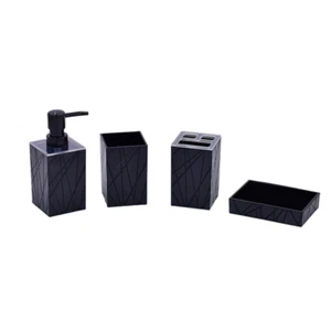 4 Piece Plastic Bathroom Accessory Set, Includes Soap Dispenser Pump, Toothbrush - Picture 1 of 12