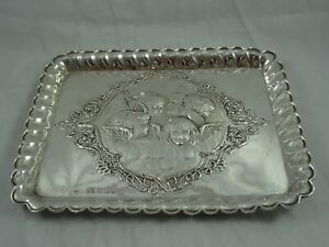 PRETTY `REYNOLD`S ANGELS` sterling silver DRESSING TABLE TRAY, 1915, 166gm