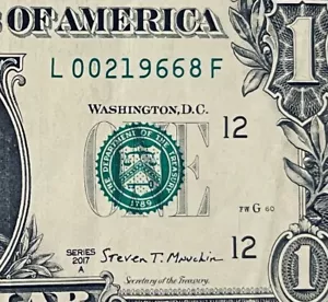 February 8 1966 Birthday Note Anniversary One Dollar Bill Fancy Serial #00219668 - Picture 1 of 3