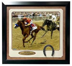 Mike Smith Signed Justify 16x20 Photo Framed Steiner COA Triple Crown Belmont - Picture 1 of 4