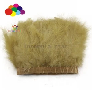 2 Meter Sand Fancy Soft Fluffy Turkey Marabou Feather Ribbon Trim Feather Width - Picture 1 of 8