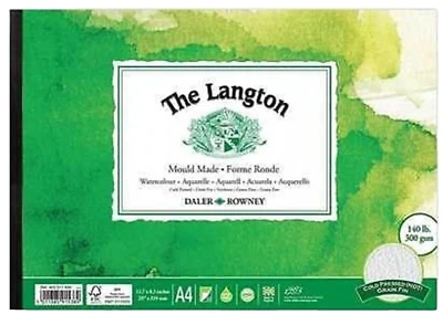 DALER-ROWNEY Daler Rowney Langton Watercolour A4 Pad NOT surface 140lb 300gsm 12 Sheets