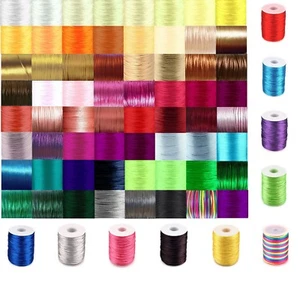 Rattail Cord 2mm Satin Nylon Thread 80 COLOURS Kumihimo Macrame 5 meters/pack - Picture 1 of 41