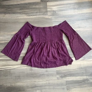 Torrid Women’s Babydoll Cinched Top Off Shoulder New Size 2 Plumb - Picture 1 of 16