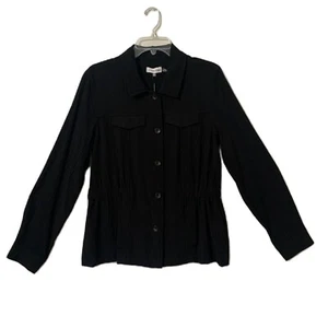 Chaqueta Calvin Klein Mujer Mediana Negra Botón Cintura Elástica Cómoda Informal Nueva con Etiquetas - Imagen 1 de 10