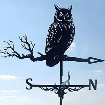 Owl/Eagle Weather Vane Stainless Steel Weather Vane Yard Barn Scene Garden Decor - Image 1 of 4