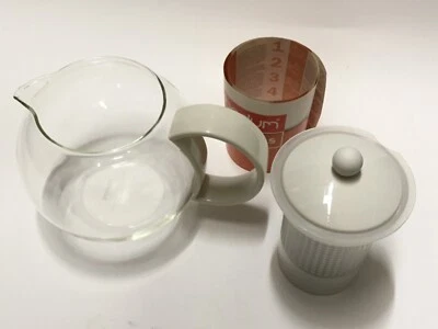 Tetera de vidrio prensado francés Bodum Assam blanca 1844 filtro de acero inoxidable 34 OZ Foto 1 de 4