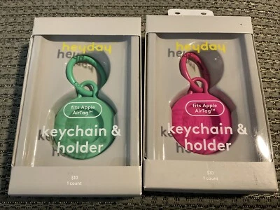 Lote de 2 llaveros y soportes de silicona Heyday para Apple AirTag rosa verde nuevo Foto 1 de 4