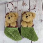 2-Boyd's Bears Christmas Plaid Stocking Plush Ornament 6.5" NO HANGING TAG