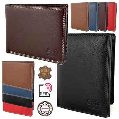 Geldbörse RFID Echt Rind Leder Brieftasche Portemonnaie Portmonee Geldbeutel - Bild 1 von 3