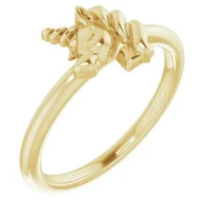 14K Yellow Gold Youth Unicorn Ring - Picture 1 of 5