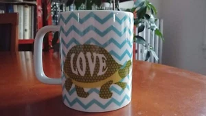 Dansk Large Mug Love Turtle "Make Conversation" NEW! Green Blue White 18 fl oz - Picture 1 of 3