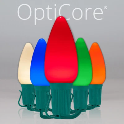 50 C9 OptiCore Shatterproof LED Christmas Lights Smooth Finish, Green Wire 50ft - Image 1 of 4