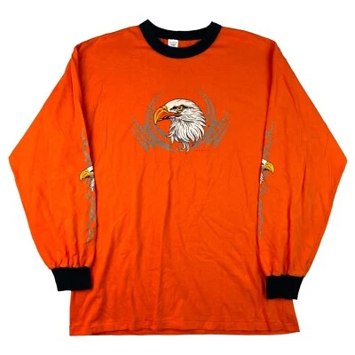 Camisa De Colección Águila Tribal Para Hombres XL Naranja Brillante Manga Larga Camiseta Timbre Motociclista EE. UU. Foto 1 de 4