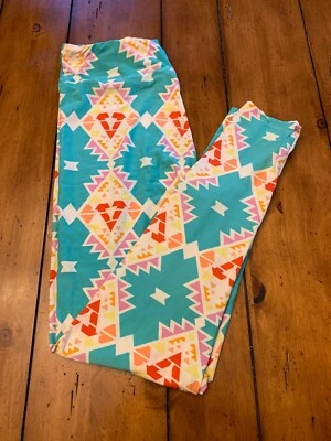 LulaRoe Vintage TC Aztec Leggings HTF Unicorn Mint Green Peach Lilac Yellow Red - Image 1 of 4