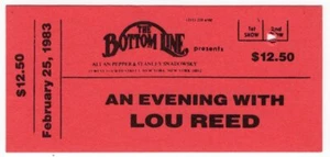VINTAGE LOU REED CONCERT TICKET - BOTTOM LINE - NYC - FEB. 25, 1983 - VERY RARE! - Picture 1 of 1
