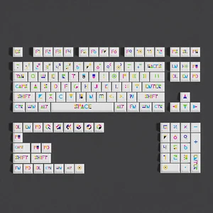 Memphis Style White Cherry PBT Dye Subs PBT Keycap Set - Picture 1 of 5