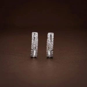 18k Solid Gold Lab Grown Diamond Hoop Earrings for Women | 0.23 ctw Diamond Hoop - Picture 1 of 6