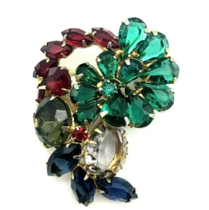 Fruit Salad Rhinestone Brooch Multi Color Vintage - Picture 1 of 12