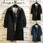 Mens Winter And Autumn Loose Casual Denim Trench Coat Long Coat zf