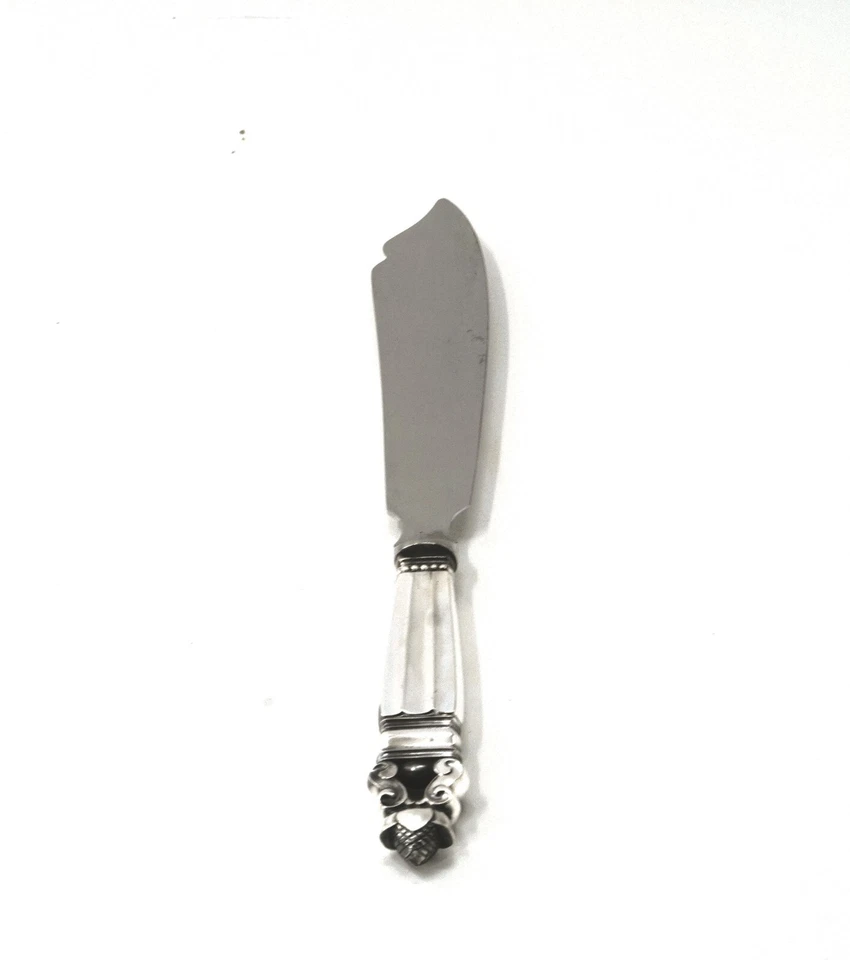 Cuchillo grande para pasteles Georg Jensen con mango de plata esterlina de bellota con hoja de acero inoxidable Foto 1 de 3