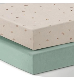 Pack and Play Sheets Fitted Mini Crib Sheets 2-Pack for Pack N Play Mattress ... - Picture 1 of 9